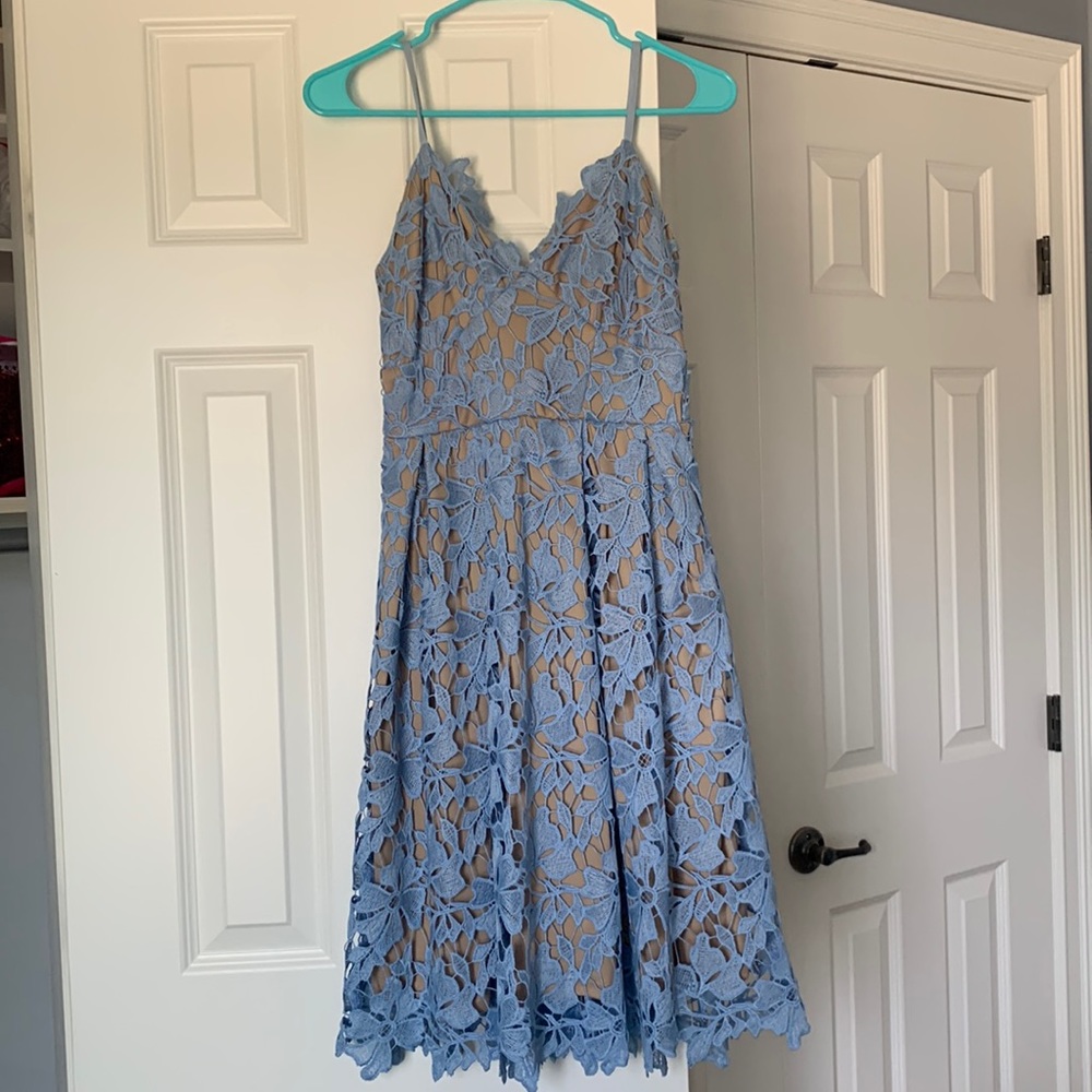 Lord & Taylor Design Lab Blue lace knee length dress